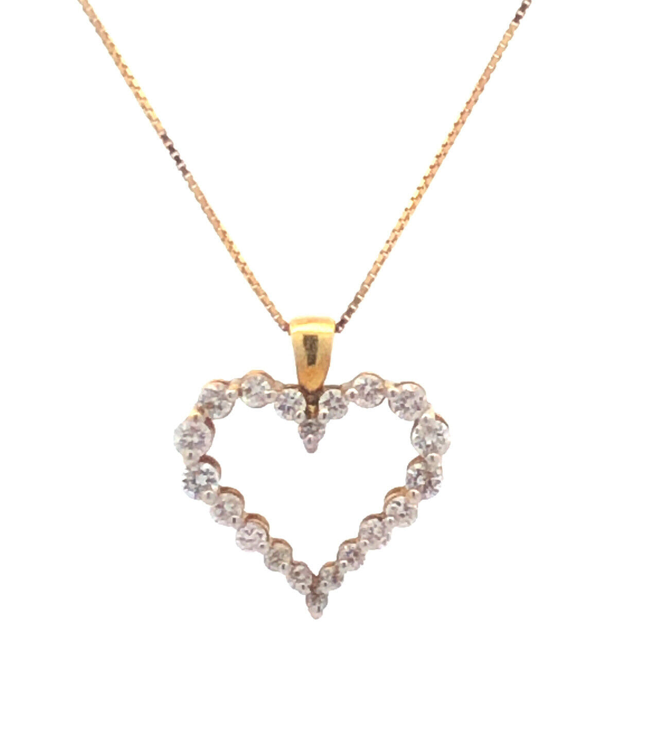 Designer 18K Yellow Gold Round Diamond Heart Shaped Valentines Necklace