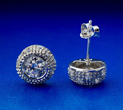 Designer 925 Sterling Silver Cubic Zirconia CZ Bridal Anniversary Stud Earrings