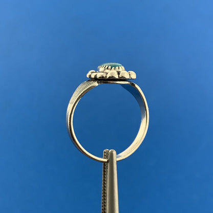 Native American Hallmarked 925 Sterling Silver Oval Turquoise Cabochon Ring