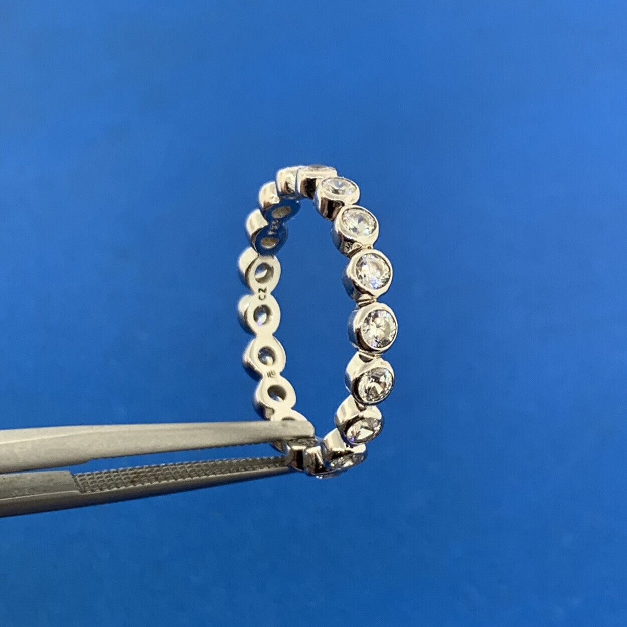 Stackable Sterling Silver .925 Round Cubic Zirconia Eternity Bridal Size 8 Ring