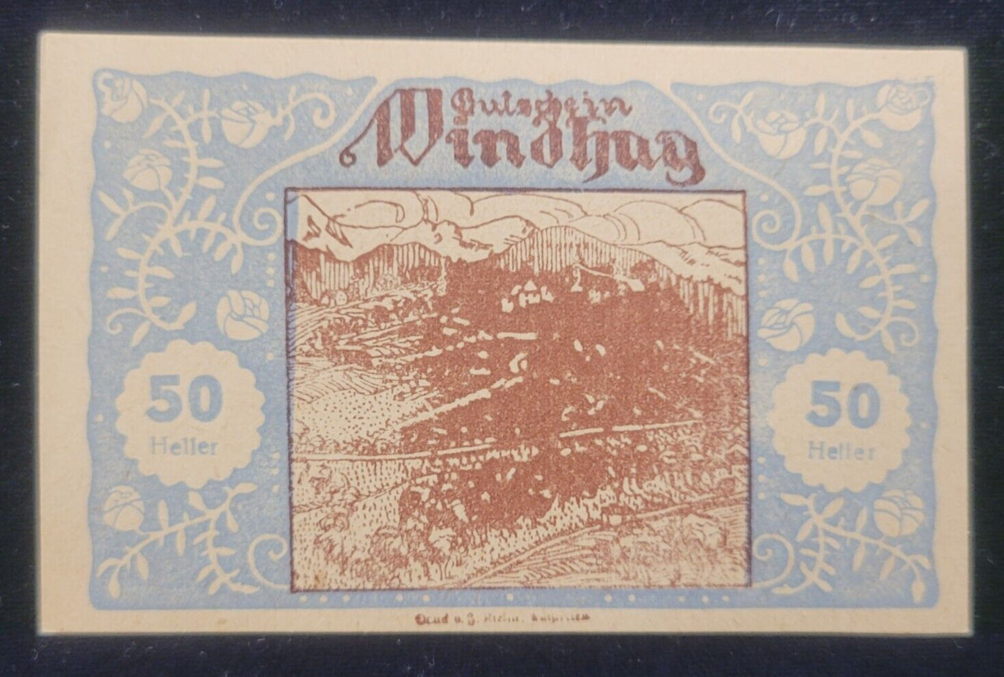 1920 10, 20 & 50 Heller, Windhag Municipality, Austria Obsolete Bank Note Set