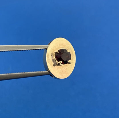 Vintage 10K Yellow Gold Round Garnet Oval Slide Bracelet Charm