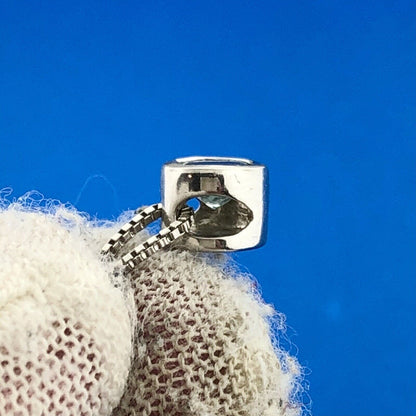 Designer STS 925 Sterling Silver 19" Box Chain Round Cubic Zirconia CZ Necklace