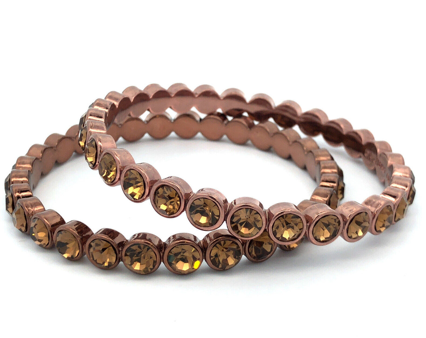 Graziano Bronze Copper Tone Brown Cubic Zirconia Set Of Five Bangle Bracelets