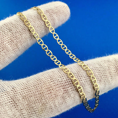 10k Yellow Gold Oval Link Variation 9.25" Lobster Claw Chain Bracelet Anklet