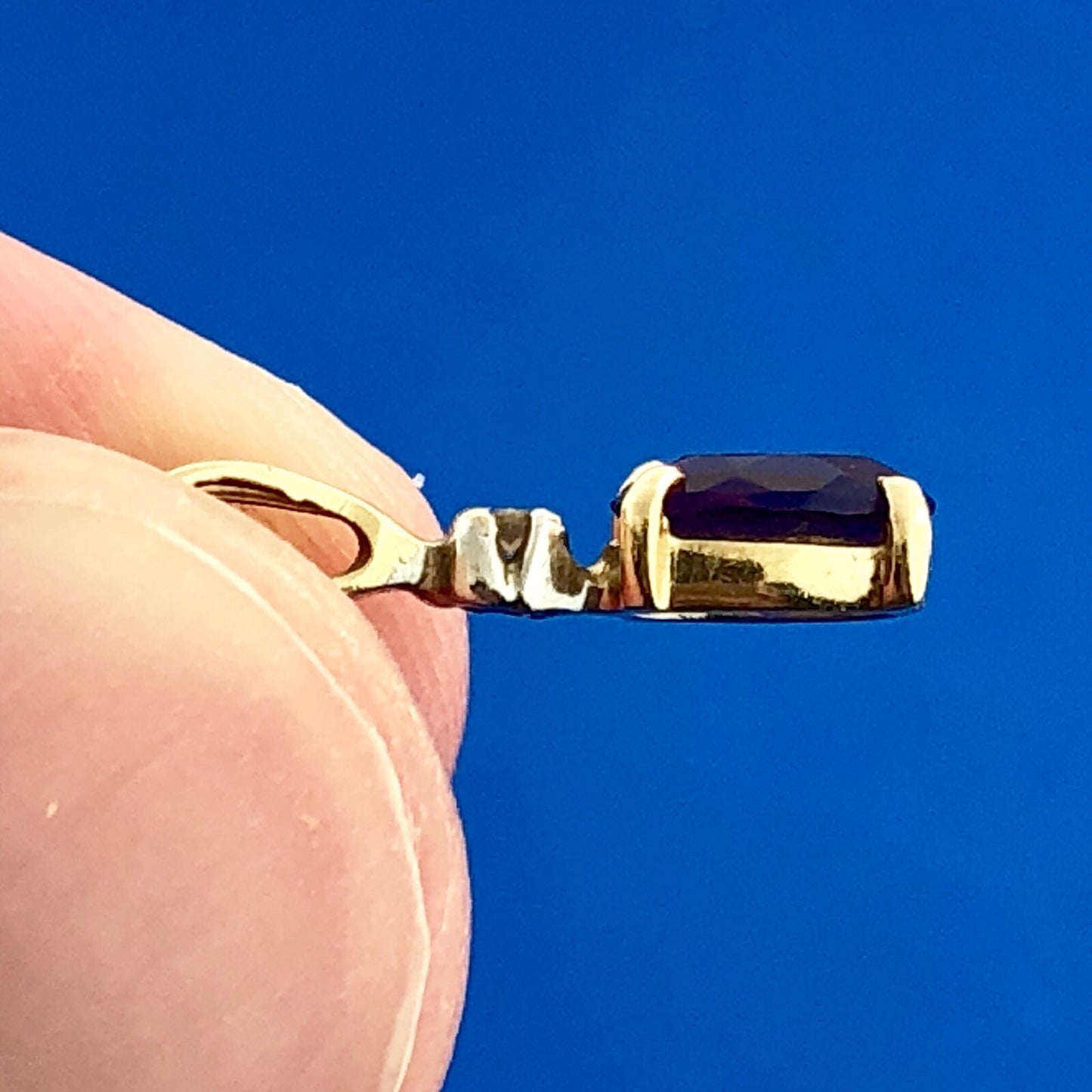 14k Yellow Gold Amethyst Diamond February Anniversary Occasion Pendant