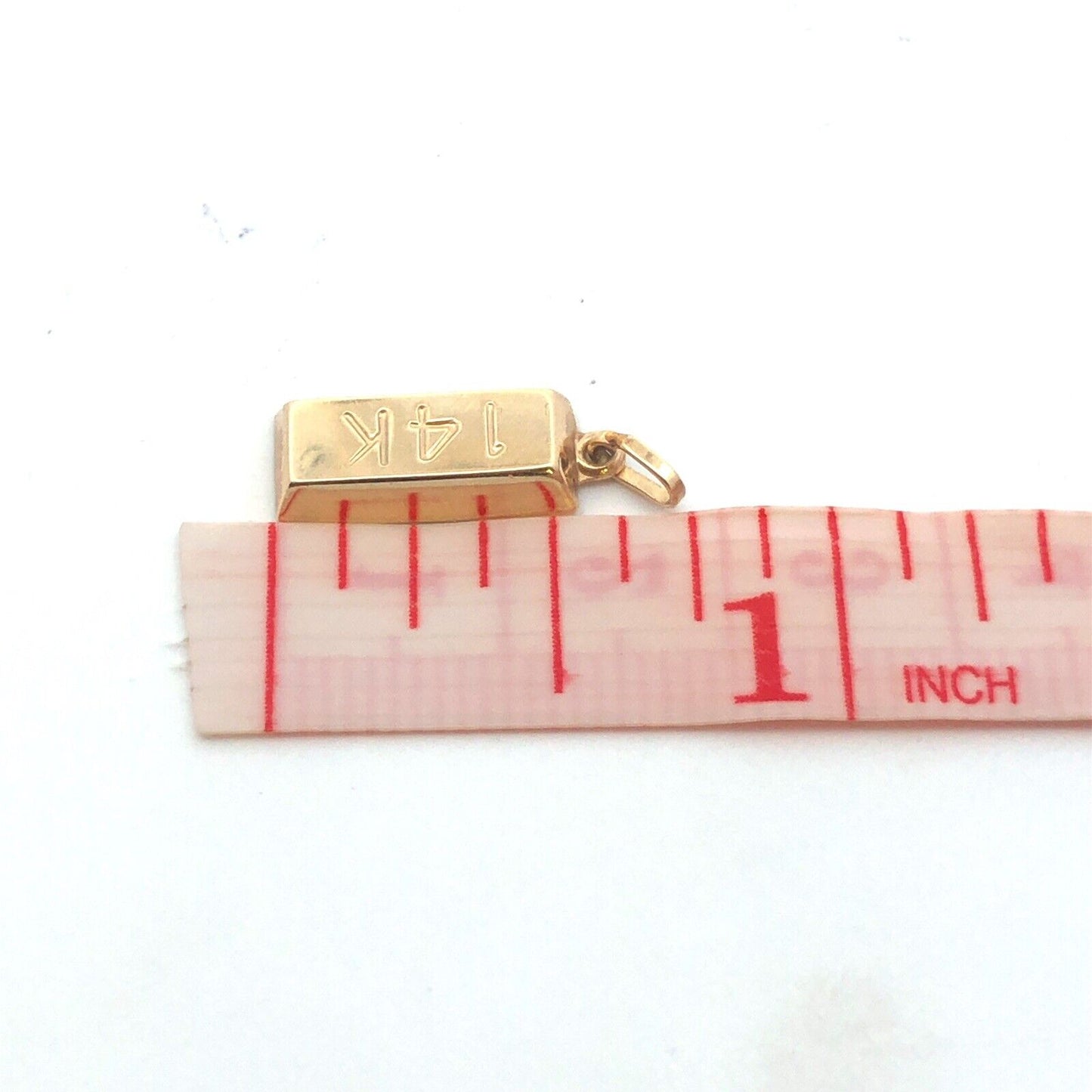 Designer 14K Yellow Gold Gold Bar Ingot Charm Pendant