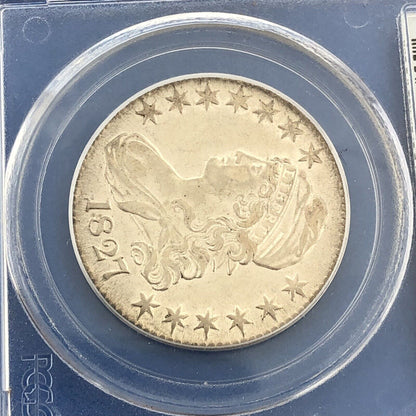 1827 Capped Bust Silver Half Dollar 50c Square Base 2 PCGS AU53 Early US Coin
