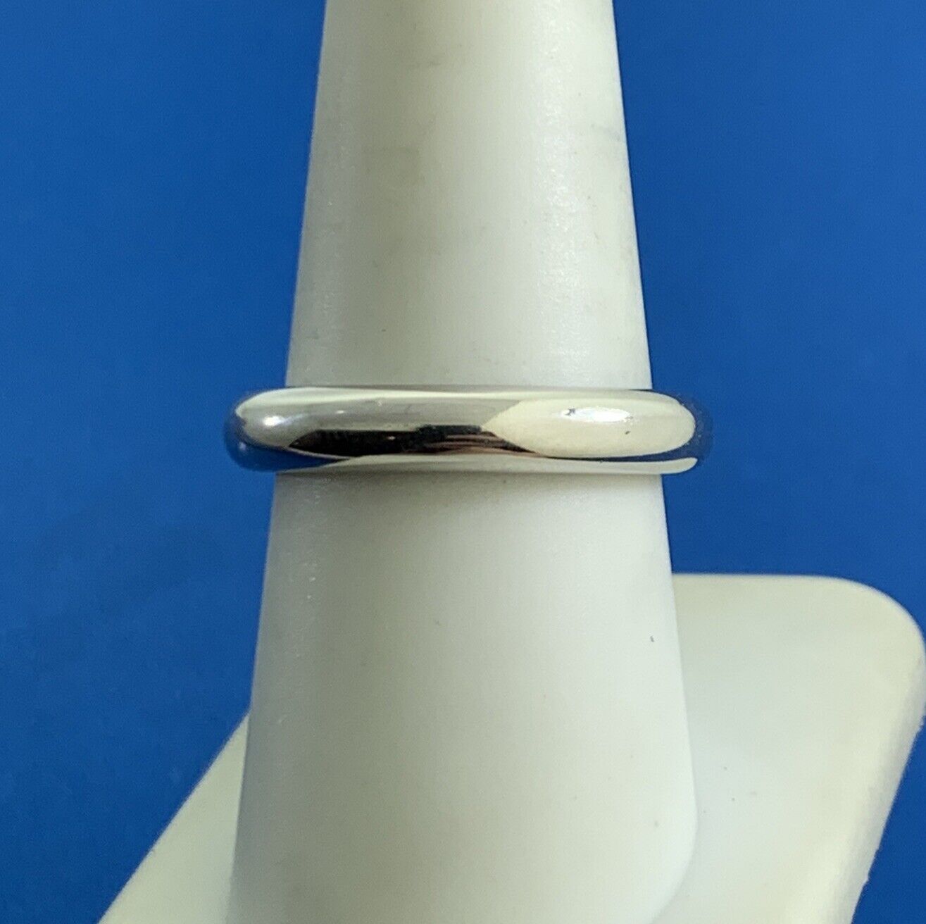 Milor Italy 14K White Gold Minimalist Polished Size 8 Wedding Band Ring