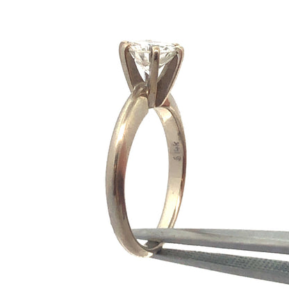 14K White Gold Diamond Solitaire Engagement Bridal Wedding Ring