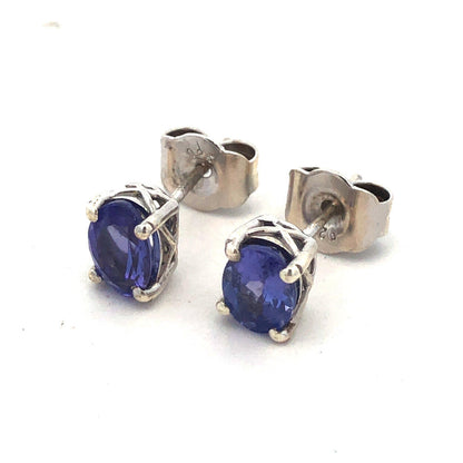 925 Sterling Silver Solitaire Oval Tanzanite Every Day Stud Earrings