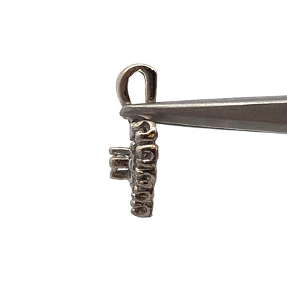 14K White Gold Round Diamond Cluster Heart Anniversary Charm Pendant