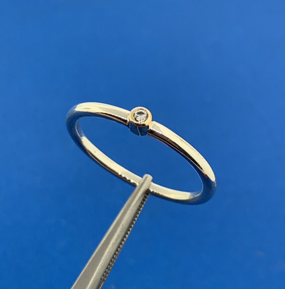 Sterling Silver 925 Diamond Solitaire Stackable Band Size 10.25 Ring