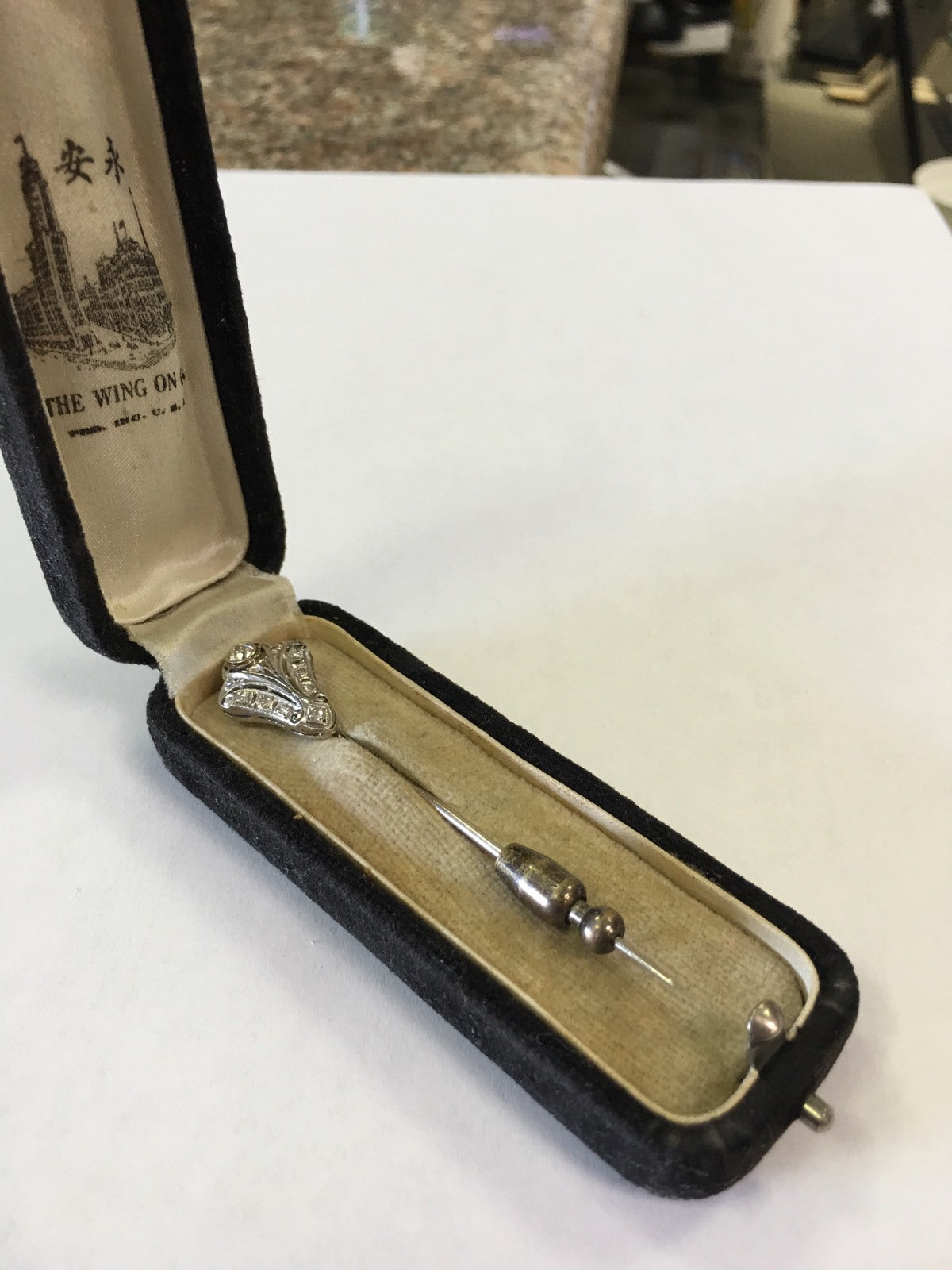 Vintage Art Deco Platinum Diamond Stick Pin .25tcw 1/4