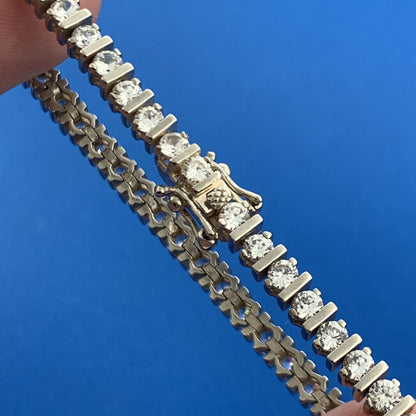 Designer 925 Sterling Silver Cubic Zirconia CZ Statement Tennis Bracelet