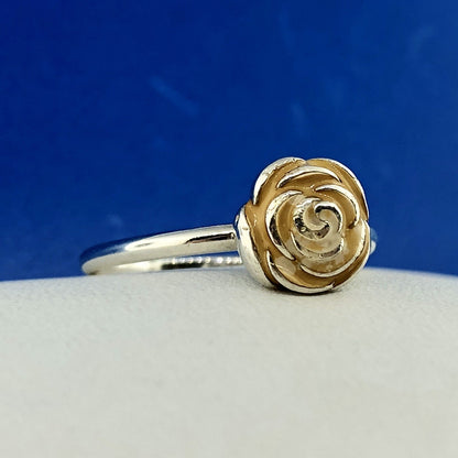 Pandora ALE Sterling Silver 925 Gold Cream Enamel Blooming Rose Flower Ring
