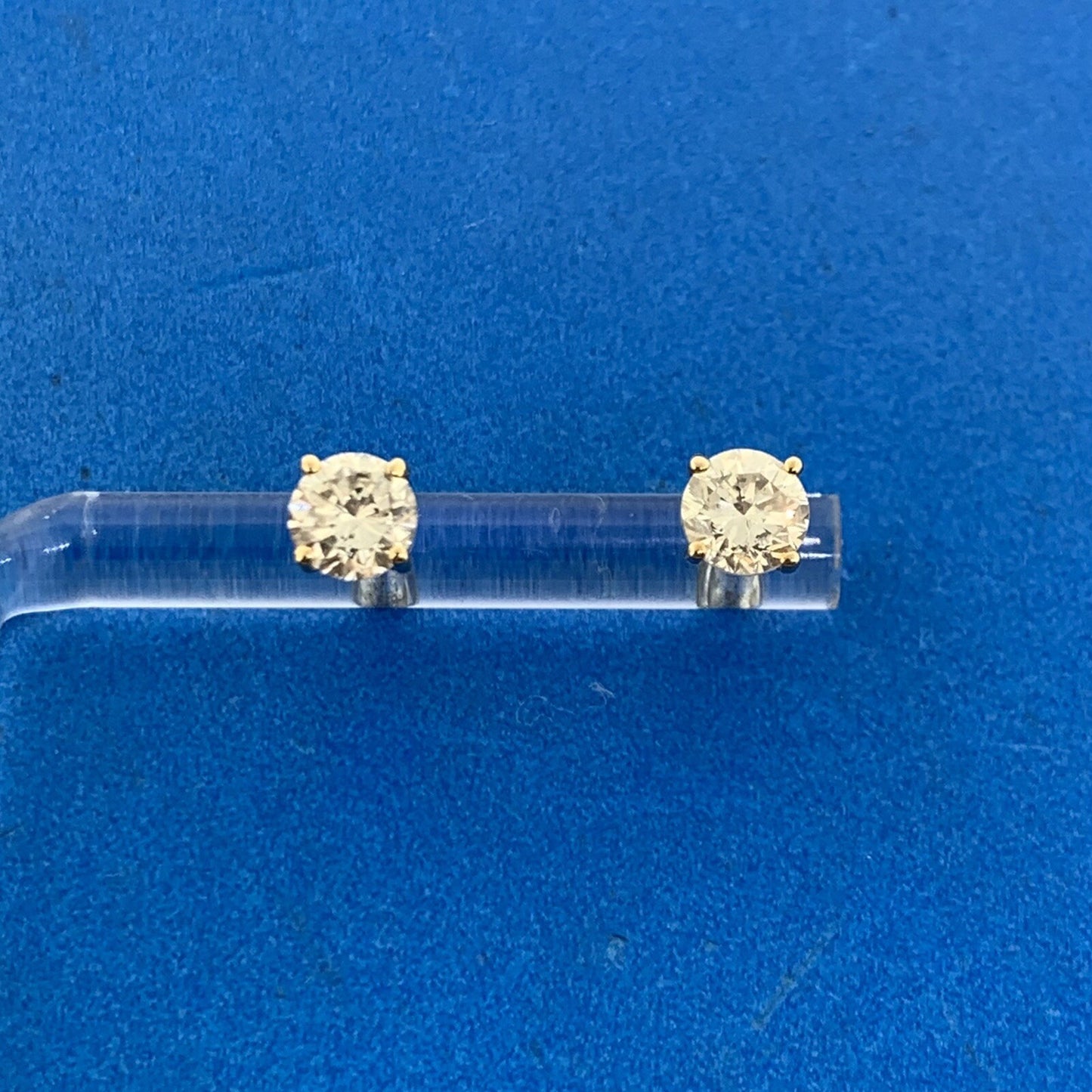 14K Yellow Gold Round Diamond Solitaire Pierced Screw Back Earrings