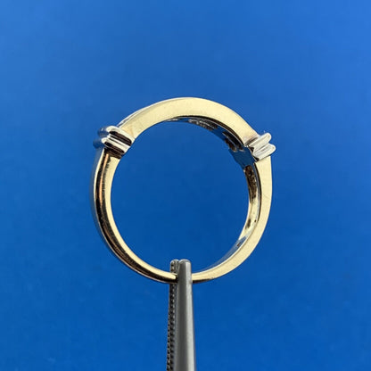 14K Yellow White Gold Princess Pave Diamond Modernist Wedding Band Ring