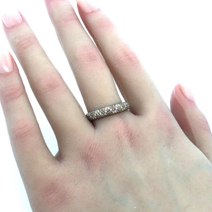 14K White Gold White Champagne Diamond Anniversary Wedding Bridal Band Ring