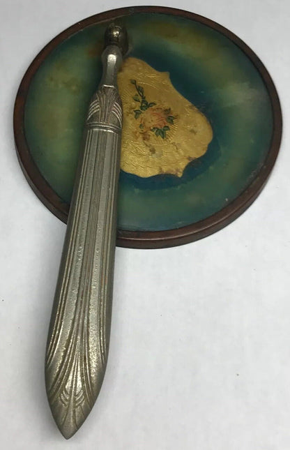 Antique Art Deco Nouveau Swivel Fold Out Ornate Celluloid Vanity Hand Mirror