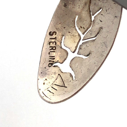 Native American Picto 925 Sterling Silver Hematite Tree Of Life Dangle Earrings