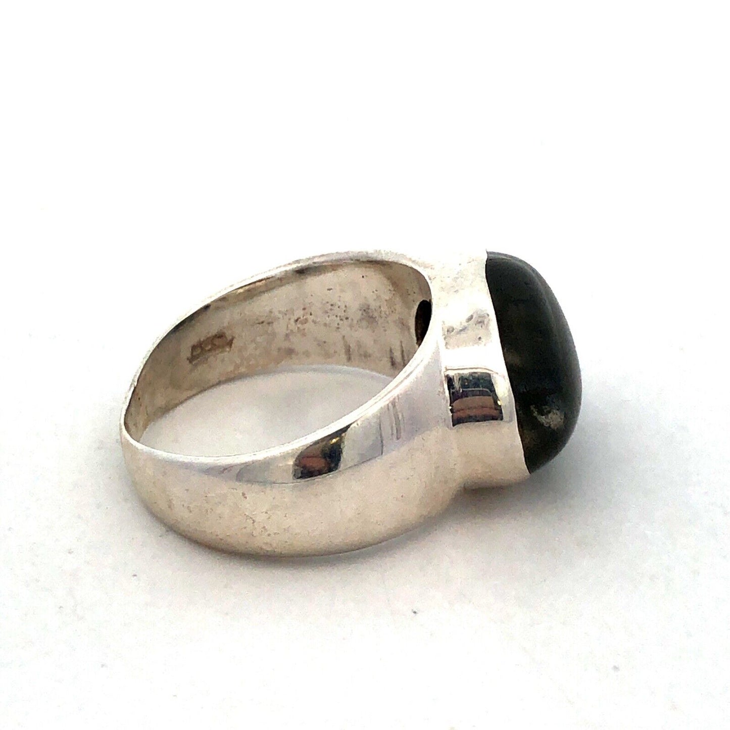 Modernist 925 Sterling Silver Oval Cabochon Labradorite Bezel Solitaire Ring