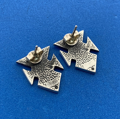 Stunning Sterling Silver 925 Celtic Runic Cross Friction Back Stud Earrings