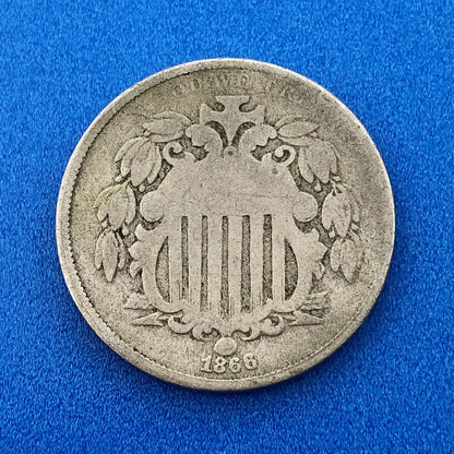 1866 P Shield Nickel Variety 1 With Rays Better Key Rare Philadelphia Type Coin