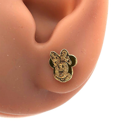 Disney Jacmel Mauritius JCM 10K Yellow Gold Minnie Mouse Stud Earrings