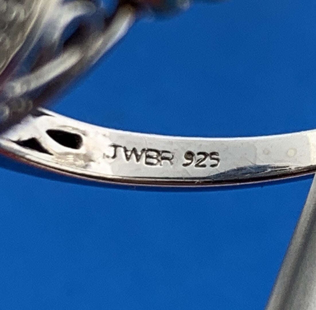 Designer JWBR 925 Sterling Silver Vermeil Pave Diamond Statement Dome Ring