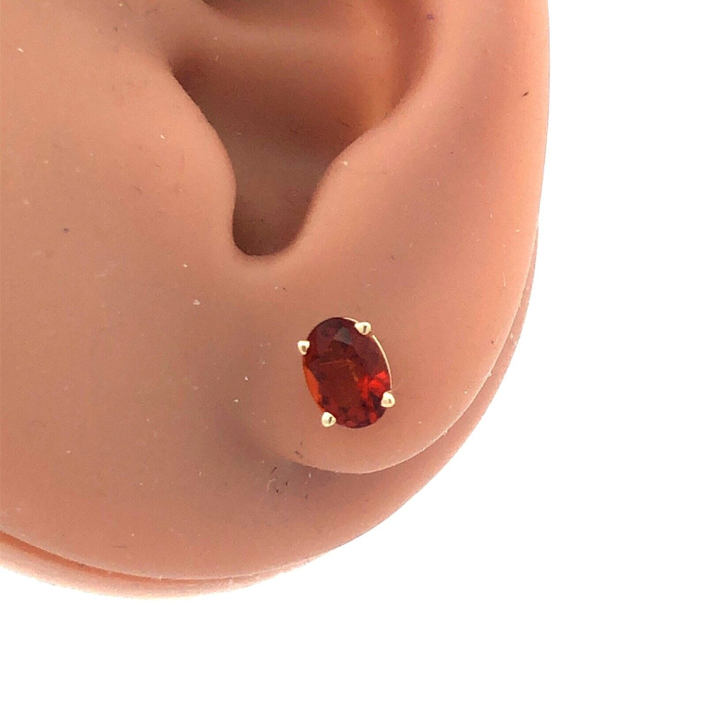 14K Yellow Gold Oval Citrine Solitaire November Anniversary Stud Earrings