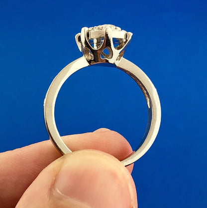Sterling Silver 925 Cubic Zirconia White Sapphire Halo Engagement Promise Ring