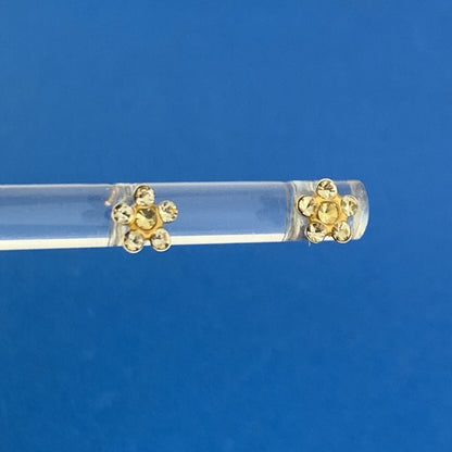 Designer 14K Yellow Gold Yellow Crystal Floral Design Shape Enamel Stud Earrings