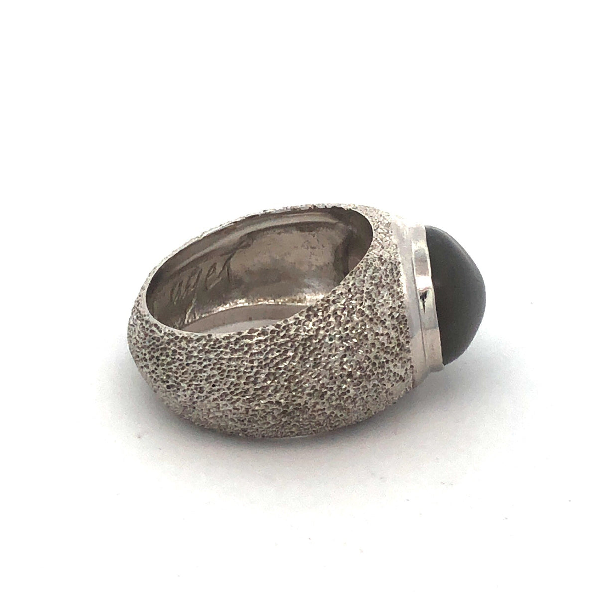 Custom Mignon Faget 925 Sterling Silver Oval Grey Cat's Eye Sea Urchin Dome Ring