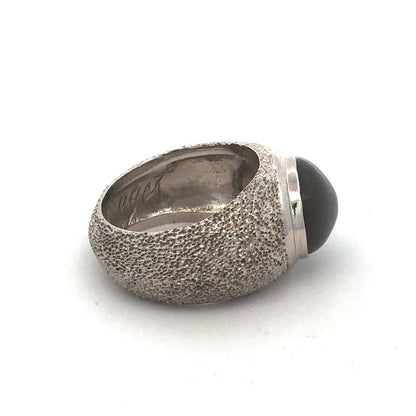 Custom Mignon Faget 925 Sterling Silver Oval Grey Cat's Eye Sea Urchin Dome Ring