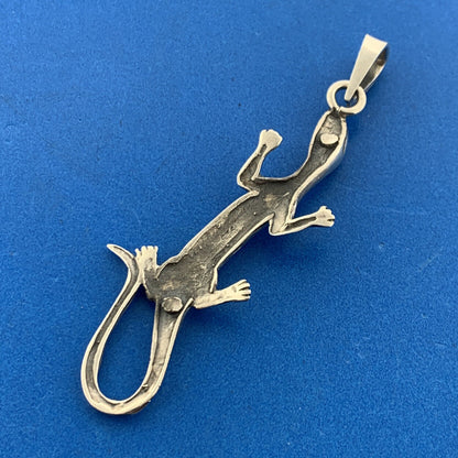 925 Sterling Silver Lizard Gecko Chameleon Reptilian Statement Pendant