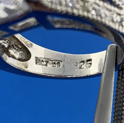 Designer Sterling Silver 925 Cushion Cubic Zirconia CZ Statement Cocktail Ring