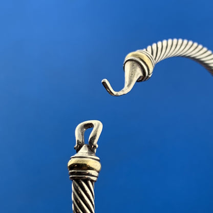 David Yurman DY Sterling Silver 925 18K Classic Cable Buckle 4 MM Cuff Bracelet