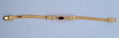 Vintage Swarovski America Ltd. Gold Tone Purple White Crystal XO Tennis Bracelet