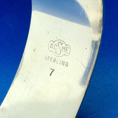 Victorian Edwardian 925 Sterling Silver Etched Floral Monogram M Cuff Bracelet