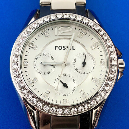 Fossil Ladies Riley Multi Functional ES3202 Chronograph CZ Stainless Steel Watch
