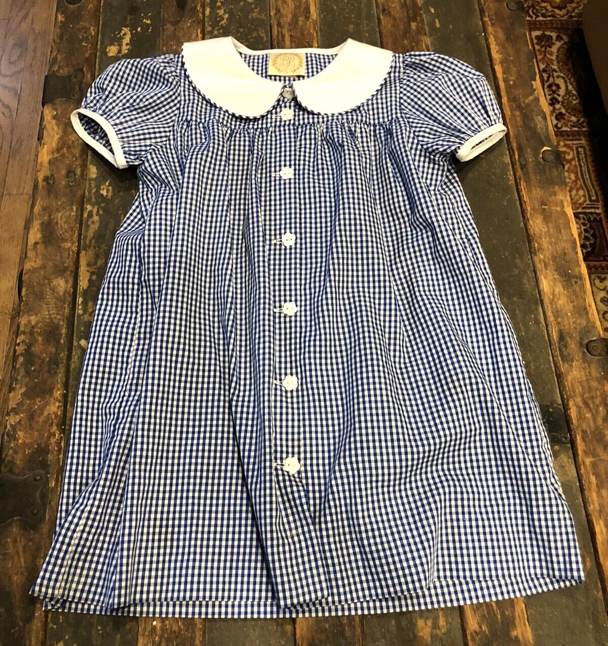 The Beaufort Bonnet Company Blue White Gingham Checkered Girl's Size 6 Dress