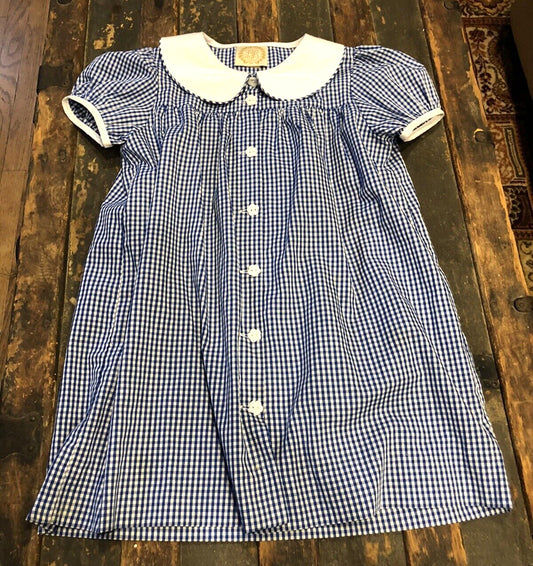 The Beaufort Bonnet Company Blue White Gingham Checkered Girl's Size 6 Dress