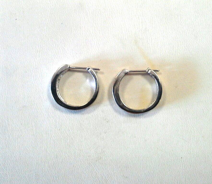 14k White Gold ZEI Diamond Hoop Earrings