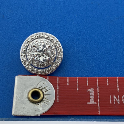 Estate 925 Sterling Silver Cubic Zirconia Double Halo Infinity Eternity Pendant