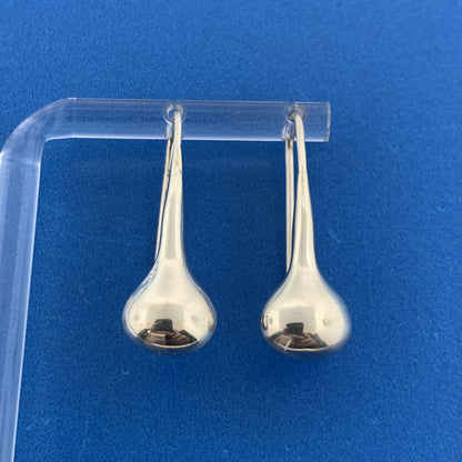 Designer 925 Sterling Silver Modernist Pear Drop Dangle Slide Earrings