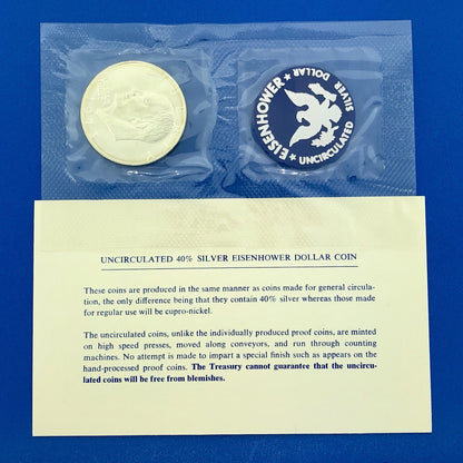 1973 S $1 Silver Eisenhower Gem Uncirculated Key Date 40% Coinage OMP Blue Env