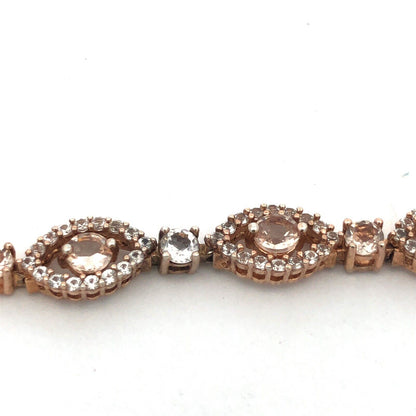 925 Sterling Silver 18K Rose Gold White Amethyst Topaz Tennis Slide Bracelet
