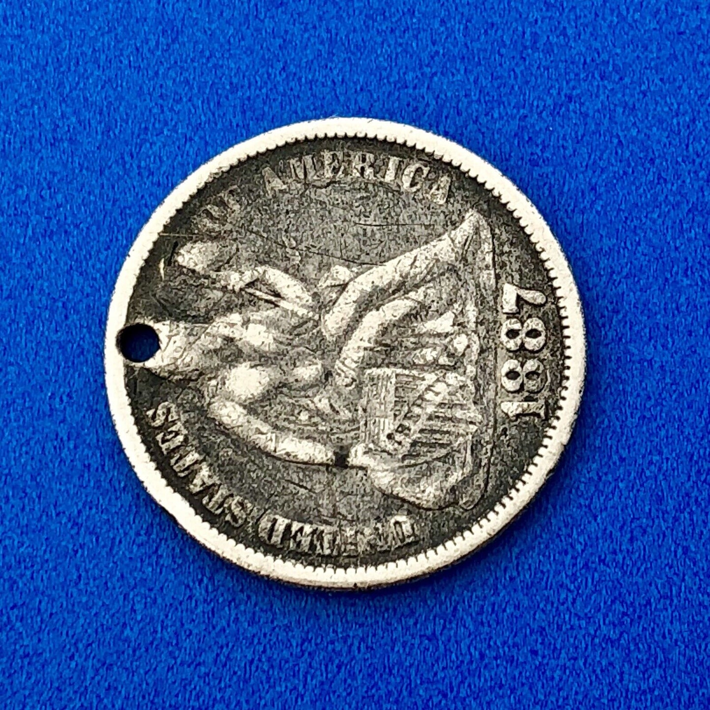 1887 Seated Liberty Silver Dime Love Token Coin Initials