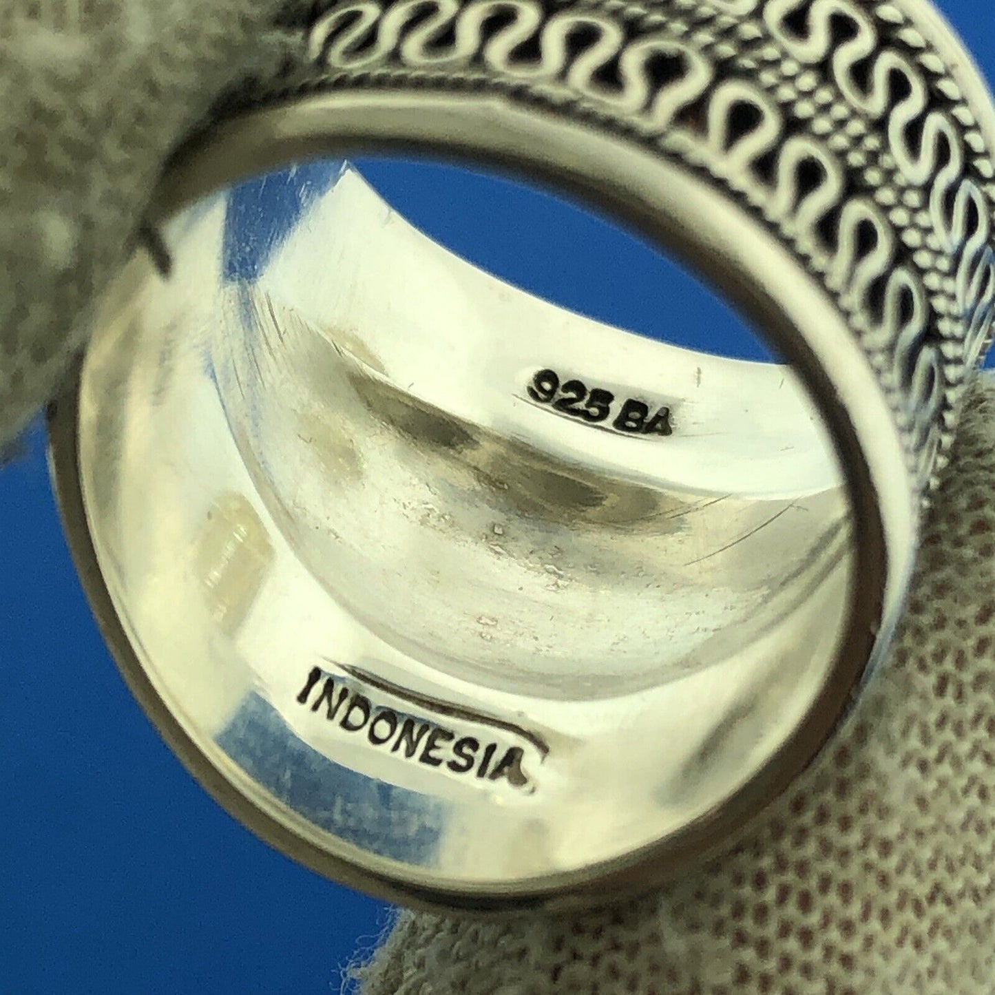 Designer BA Suarti Sterling Silver 925 Chalcedony Blue Lace Agate Cocktail Ring